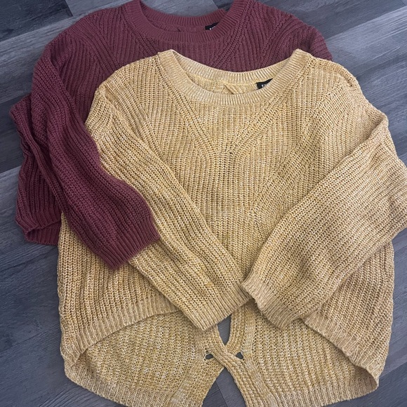 Express Burgundy and Mustard Sweater Duo - Picture 1 of 4